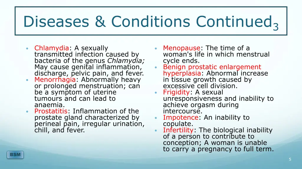 diseases conditions continued 3