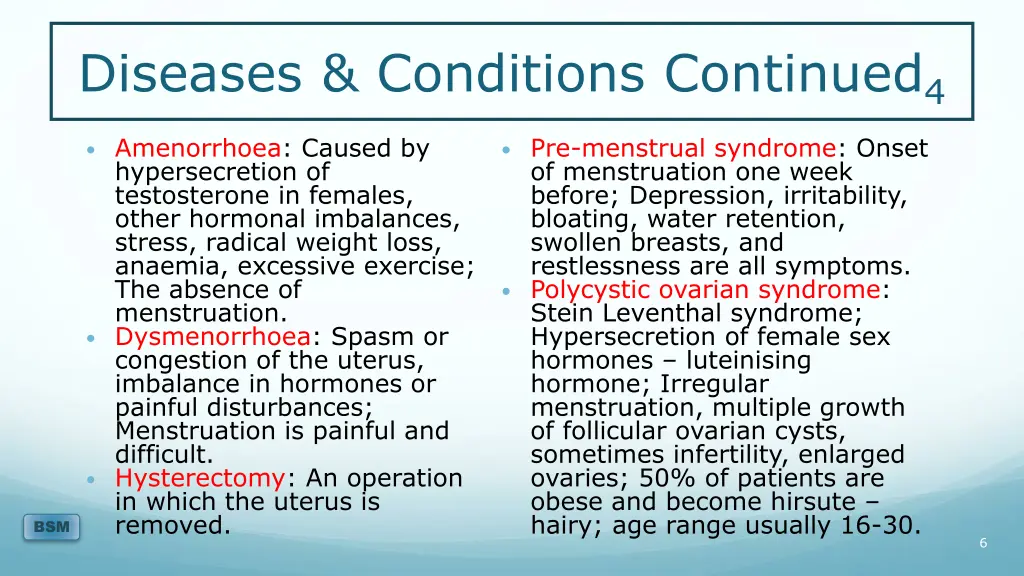 diseases conditions continued 4