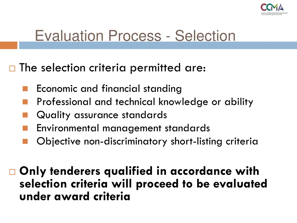 evaluation process selection