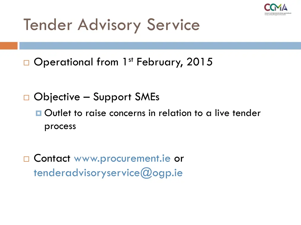 tender advisory service