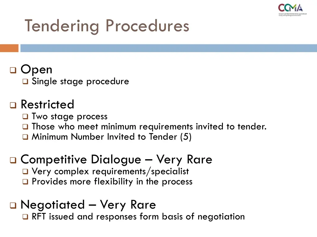 tendering procedures