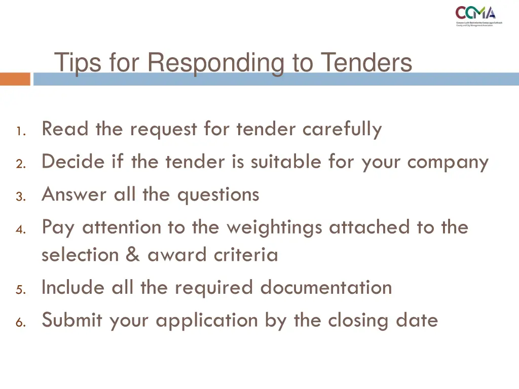 tips for responding to tenders