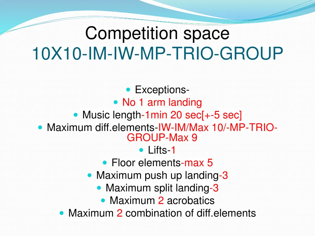 competition space 10x10 im iw mp trio group