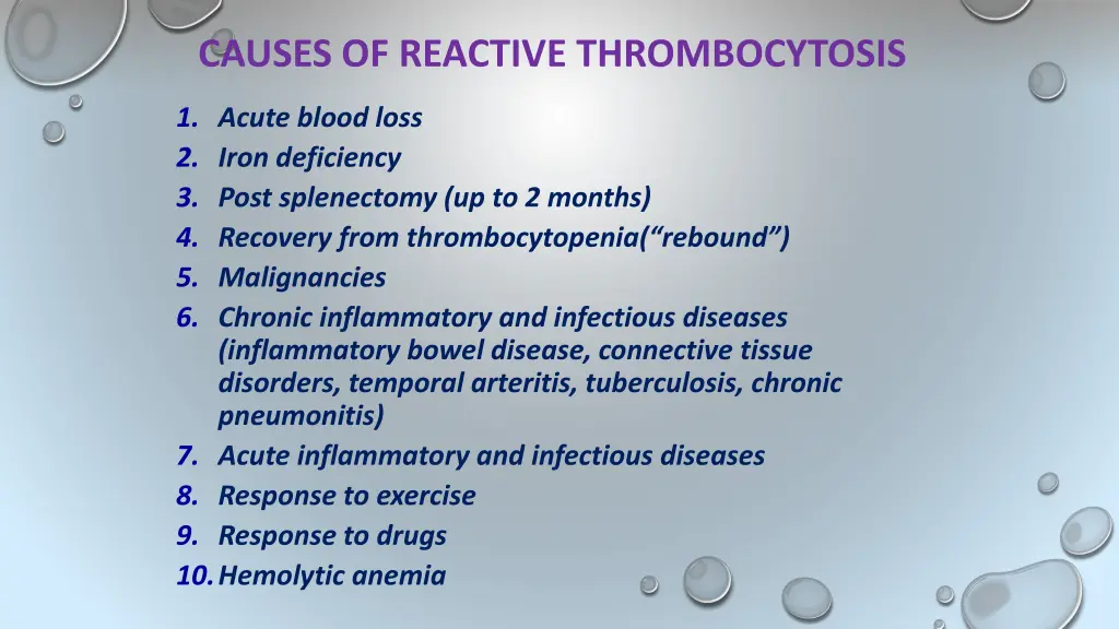 causes of reactive thrombocytosis