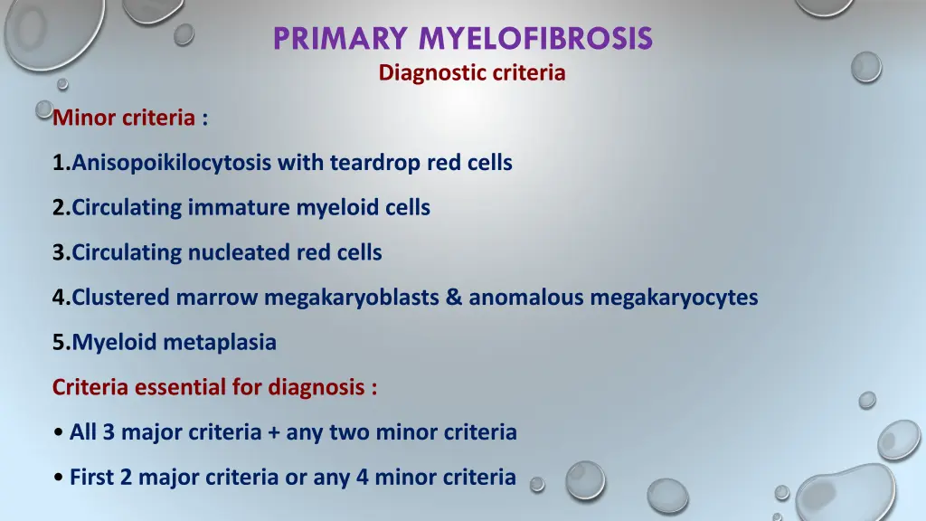 primary myelofibrosis diagnostic criteria