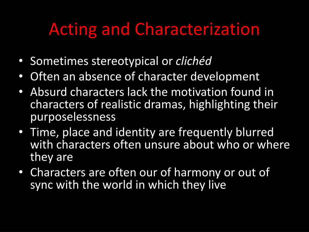 acting and characterization