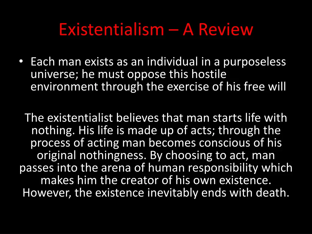 existentialism a review