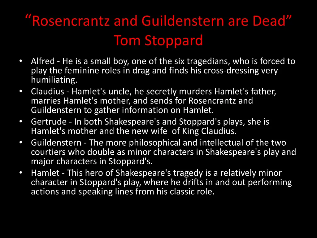 rosencrantz and guildenstern are dead tom stoppard 1