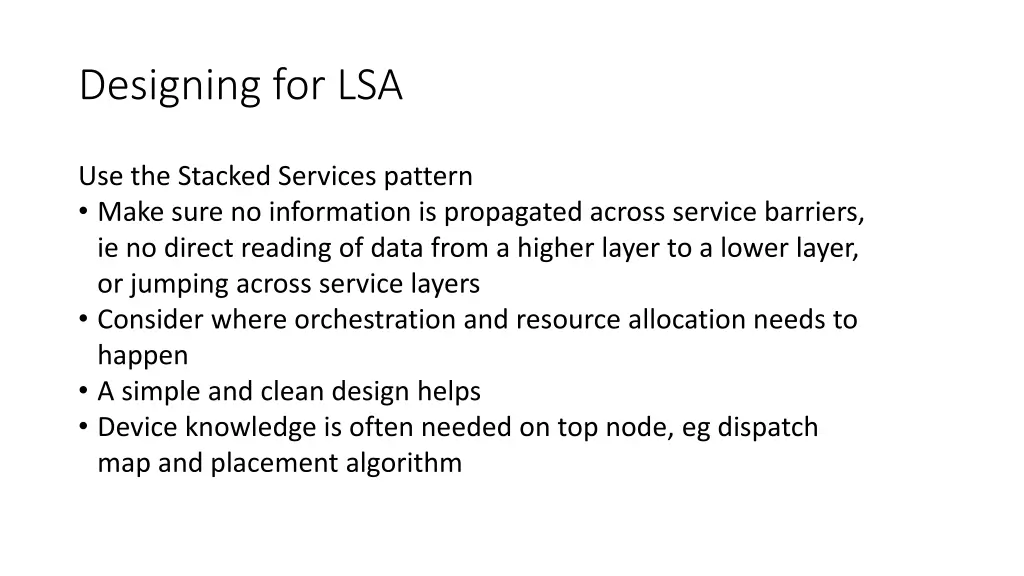 designing for lsa