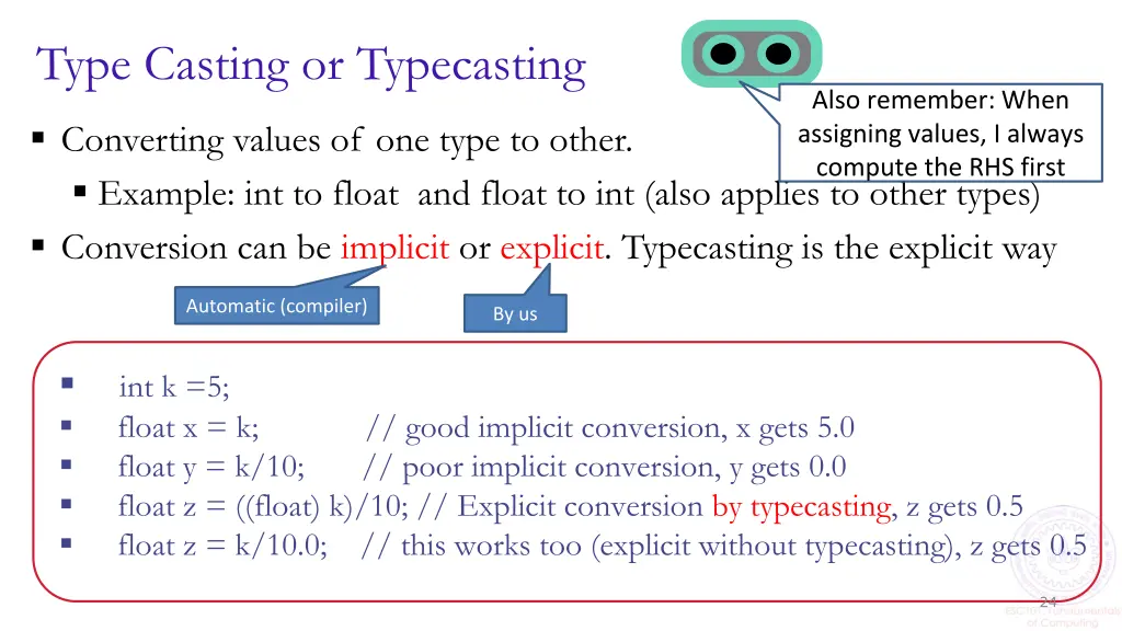 type casting or typecasting