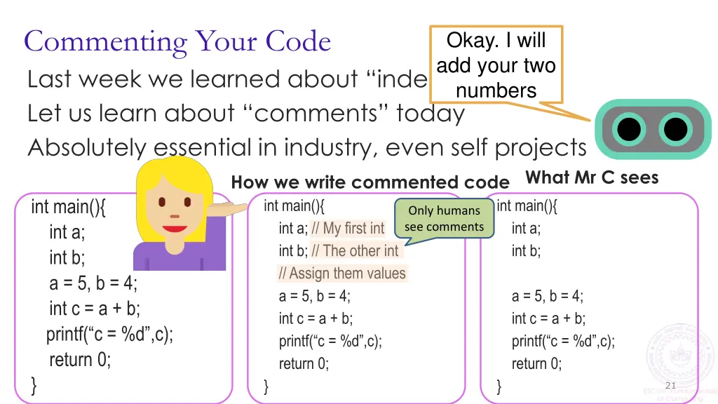 commenting your code last week we learned about