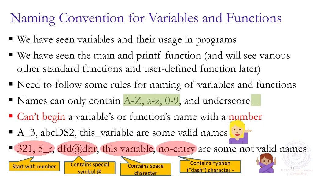 naming convention for variables and functions