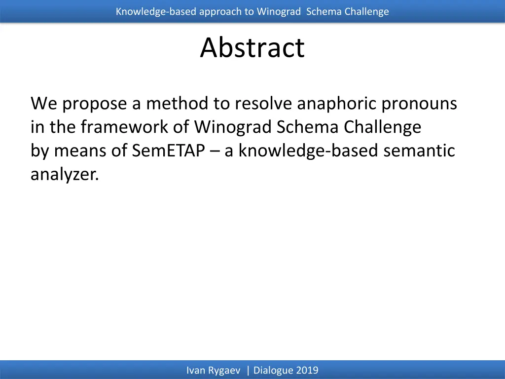 knowledge based approach to winograd schema 1