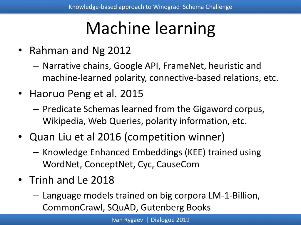 knowledge based approach to winograd schema 14