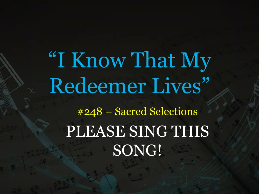 i know that my redeemer lives 1