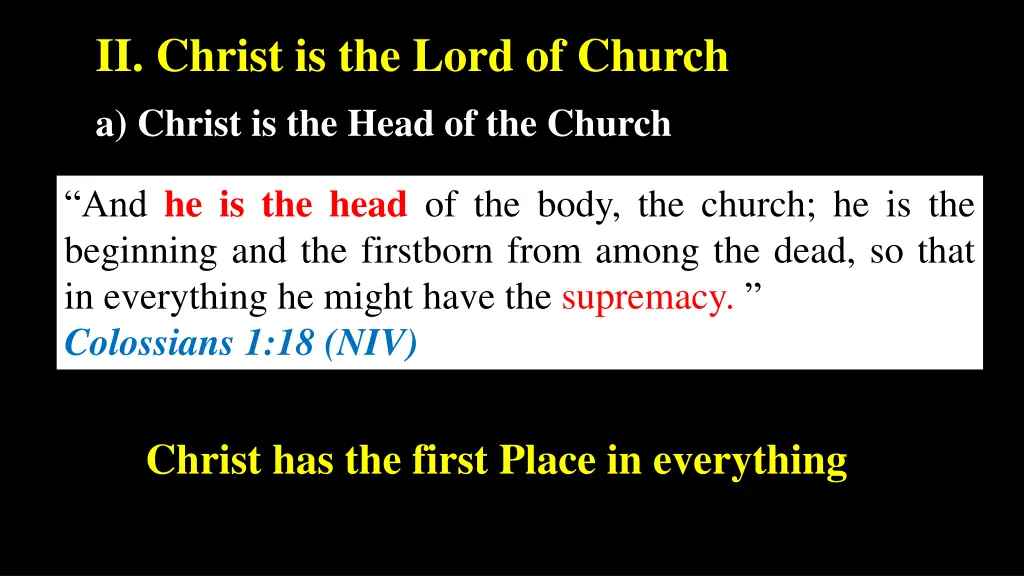 ii christ is the lord of church a christ