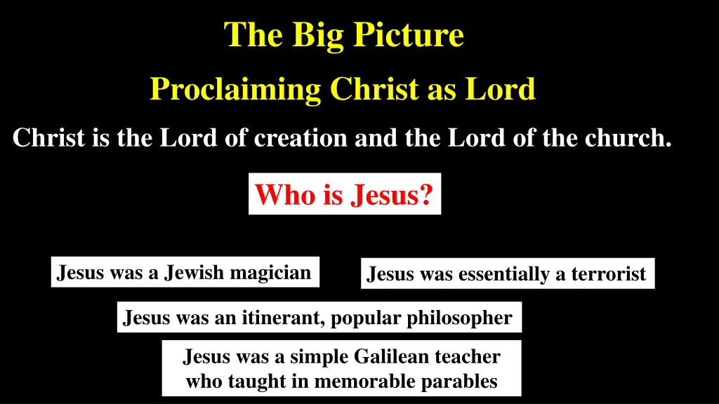 the big picture proclaiming christ as lord