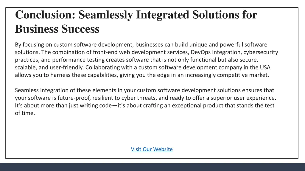 conclusion seamlessly integrated solutions