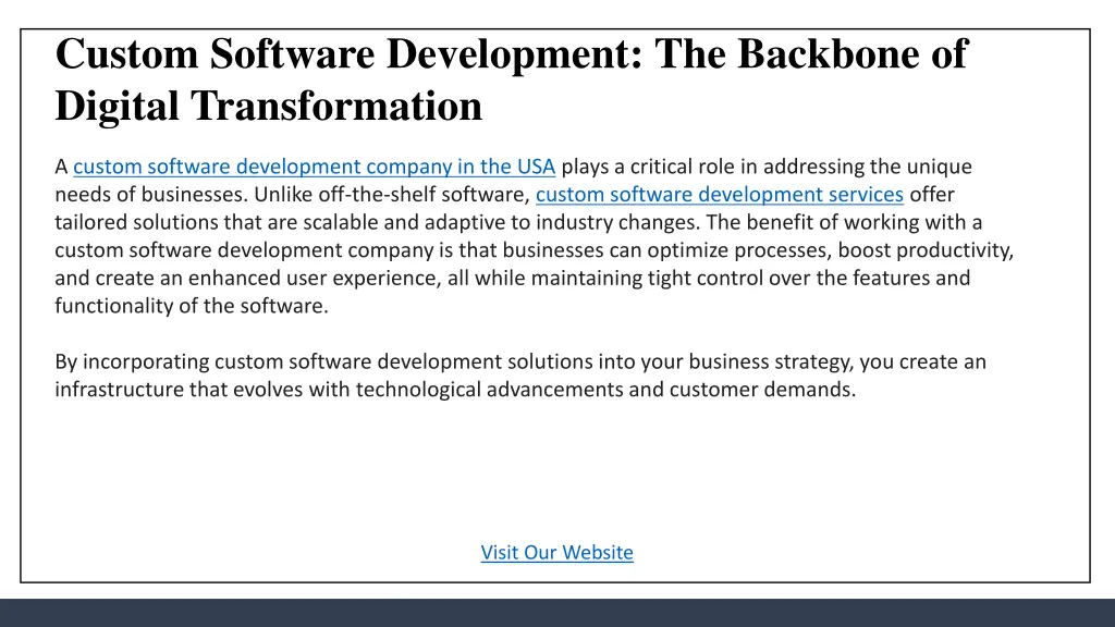 custom software development the backbone