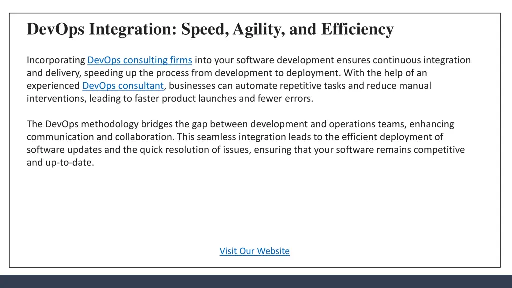 devops integration speed agility and efficiency