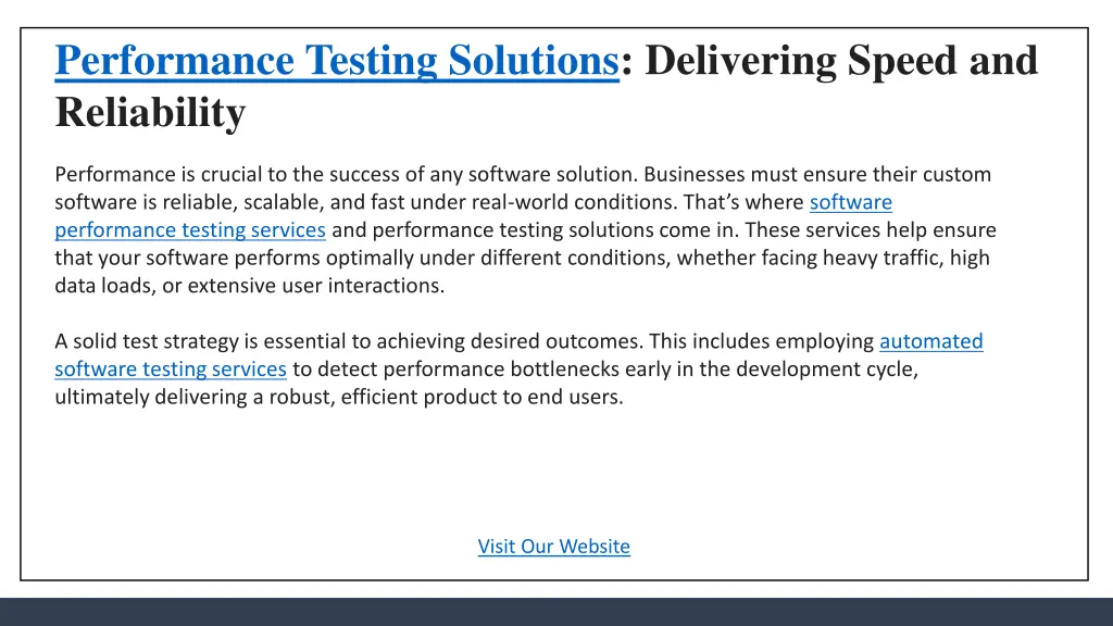 performance testing solutions delivering speed