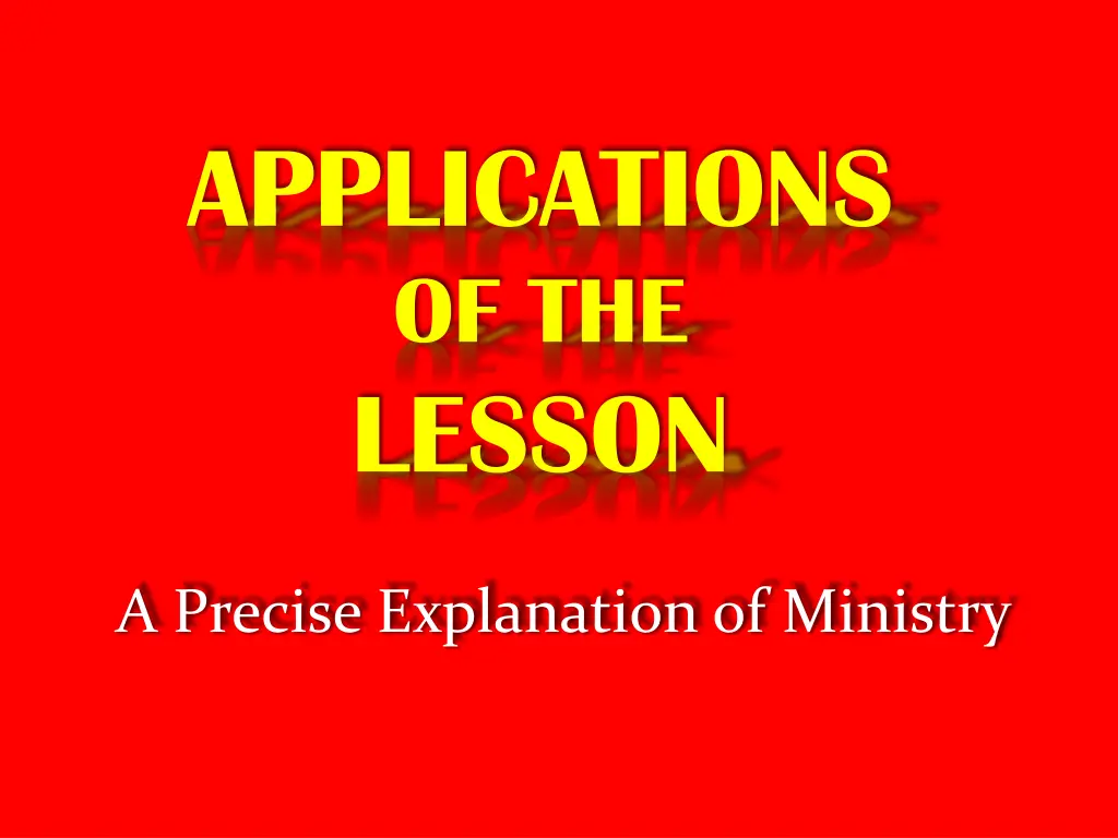 applications of the lesson