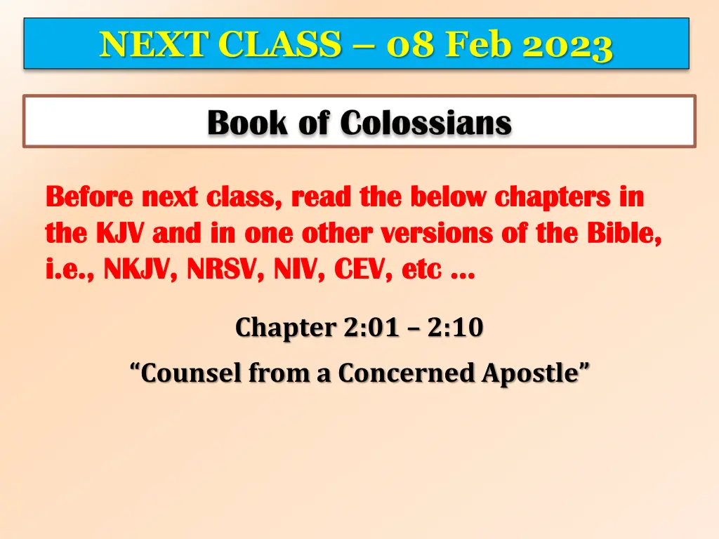 next class 08 feb 2023