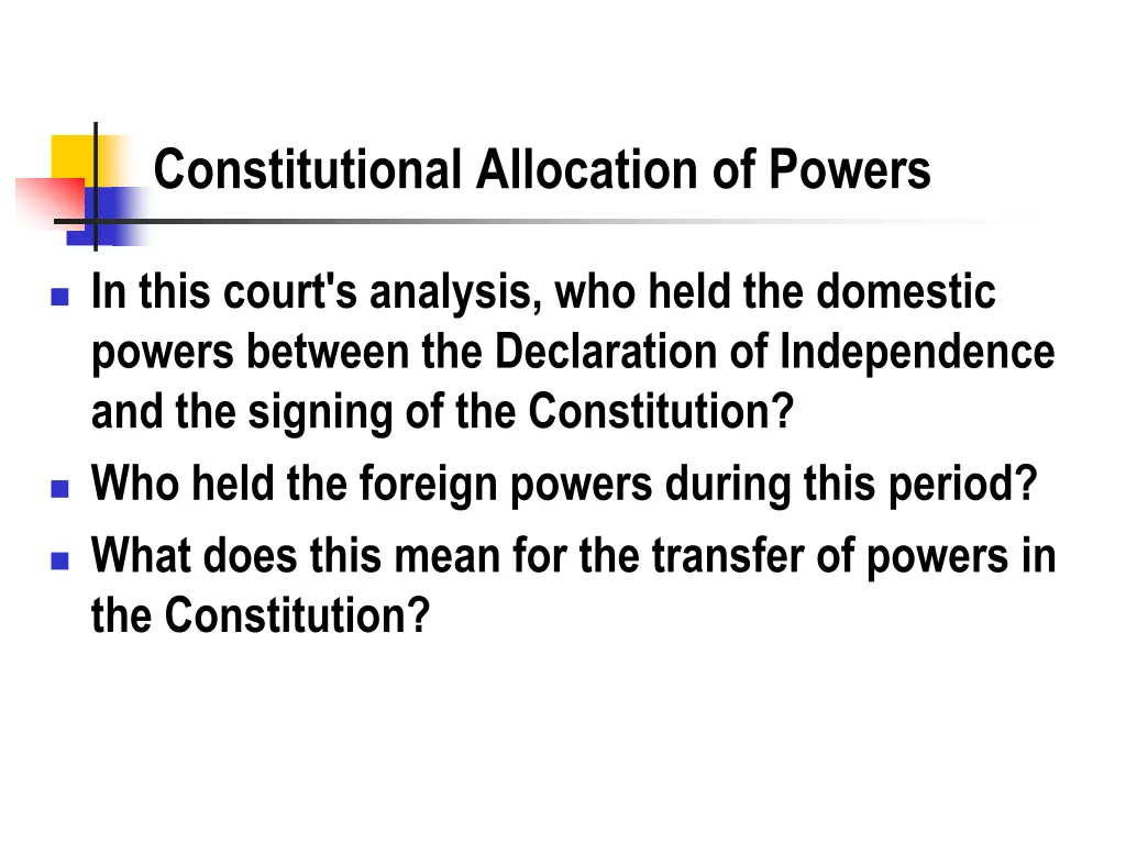 constitutional allocation of powers