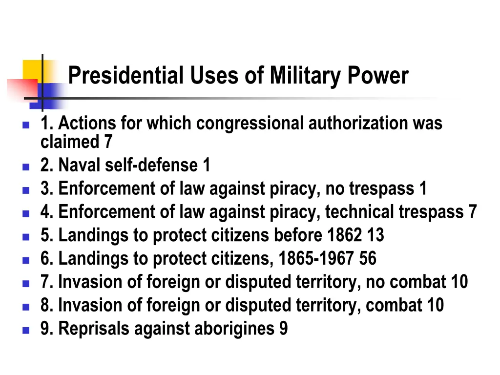 presidential uses of military power