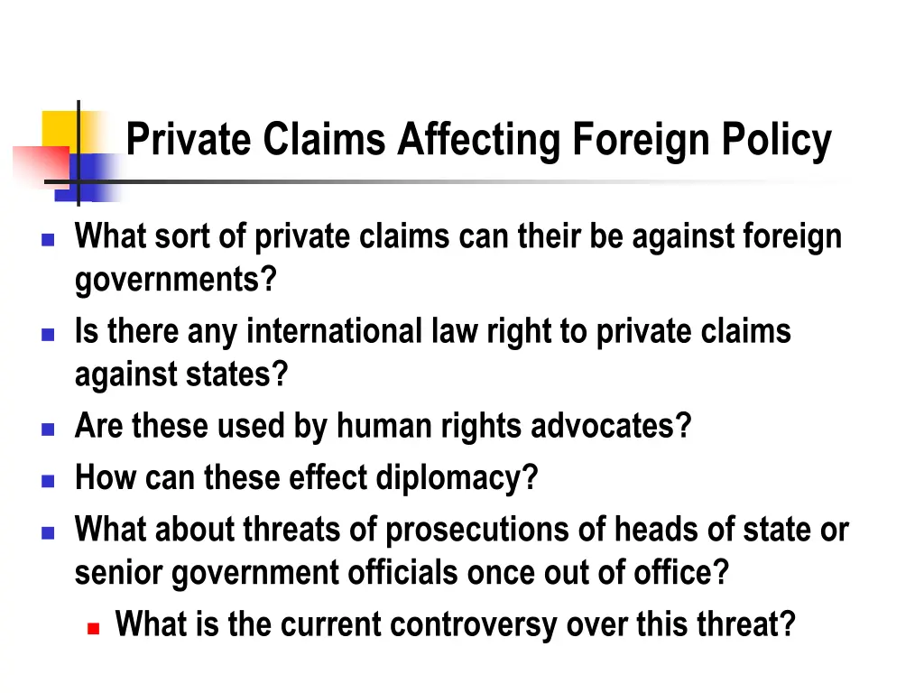 private claims affecting foreign policy