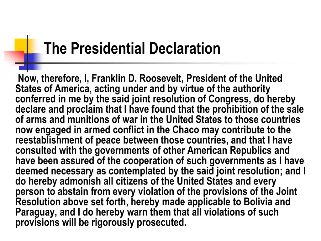 the presidential declaration