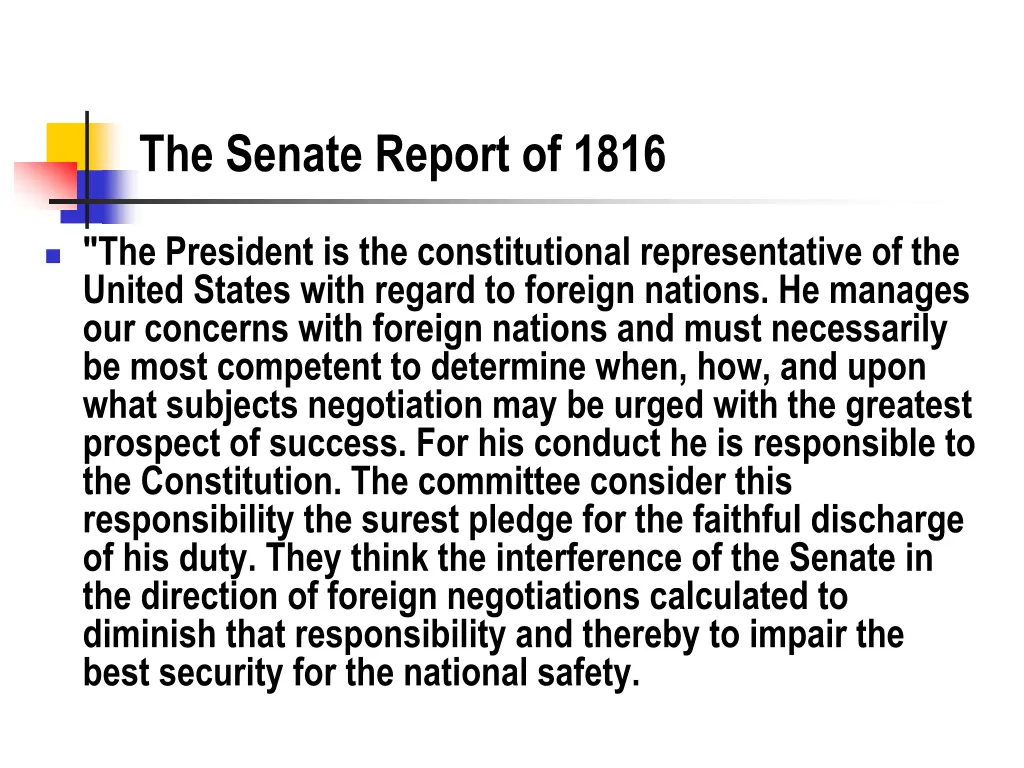 the senate report of 1816