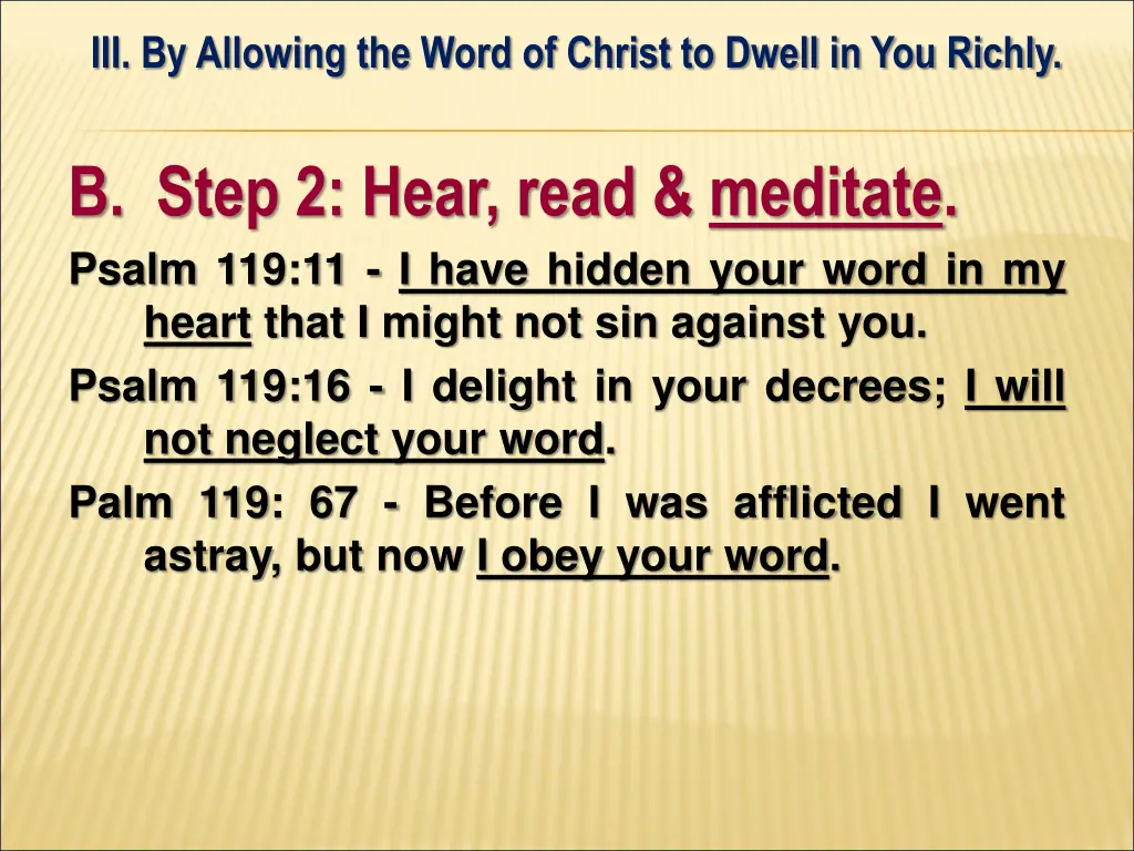 iii by allowing the word of christ to dwell 3