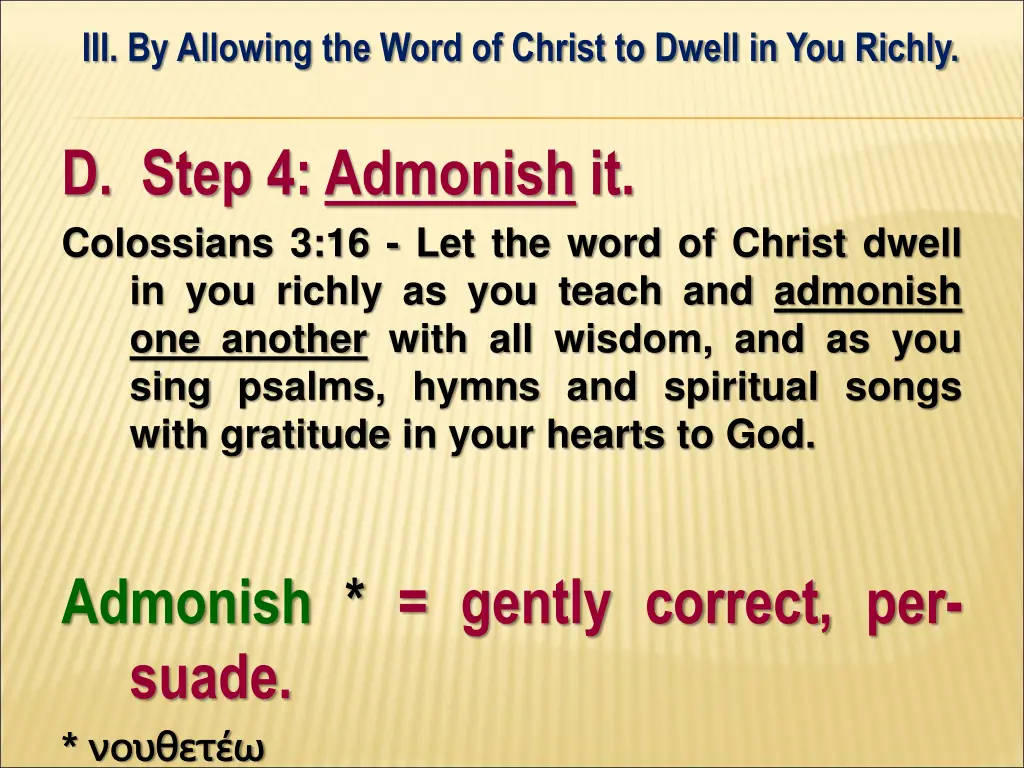 iii by allowing the word of christ to dwell 5