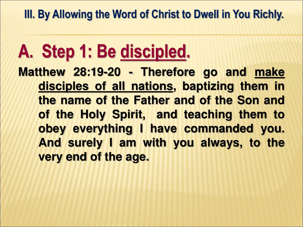 iii by allowing the word of christ to dwell