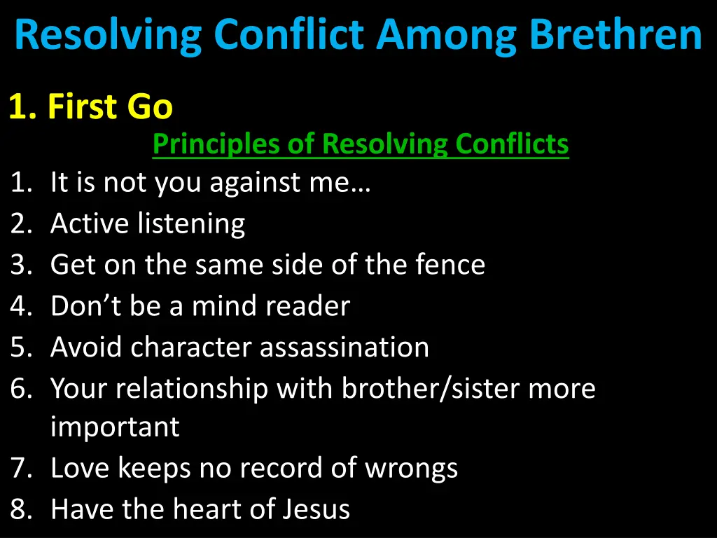 resolving conflict among brethren 4