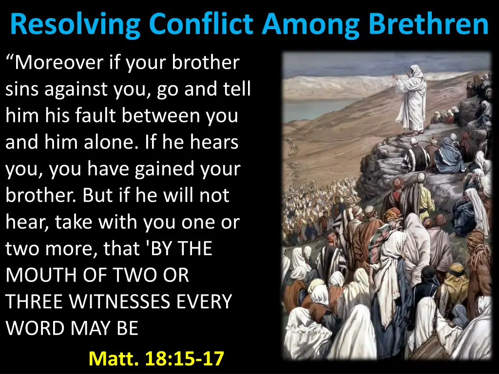 resolving conflict among brethren moreover