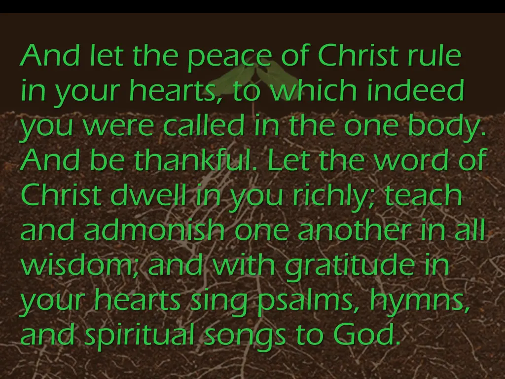 and let the peace of christ rule in your hearts