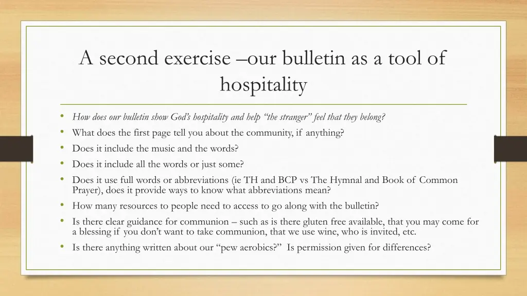 a second exercise our bulletin as a tool