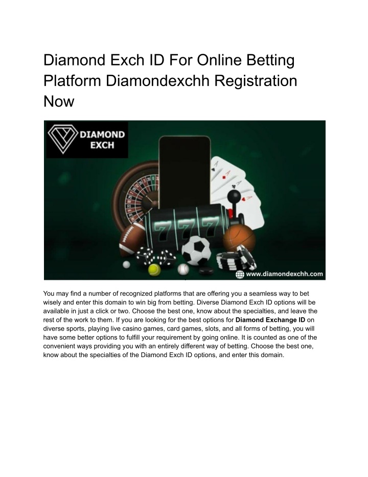 diamond exch id for online betting platform