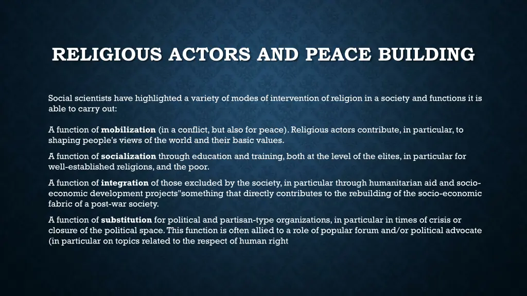 religious actors and peace building