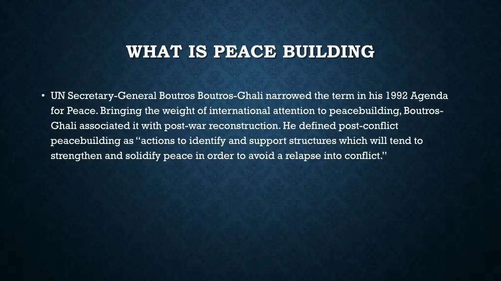 what is peace building