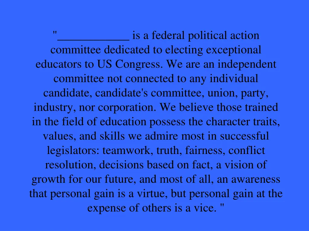 is a federal political action committee dedicated