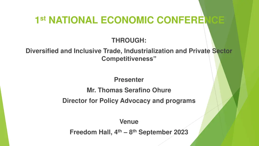 1 st national economic conference