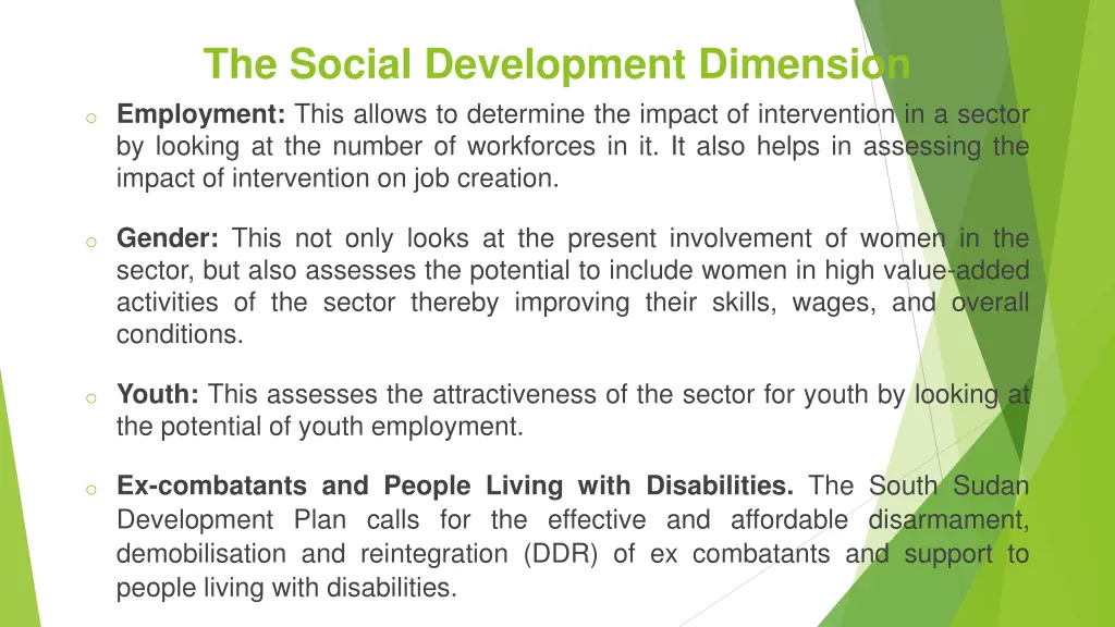 the social development dimension o employment