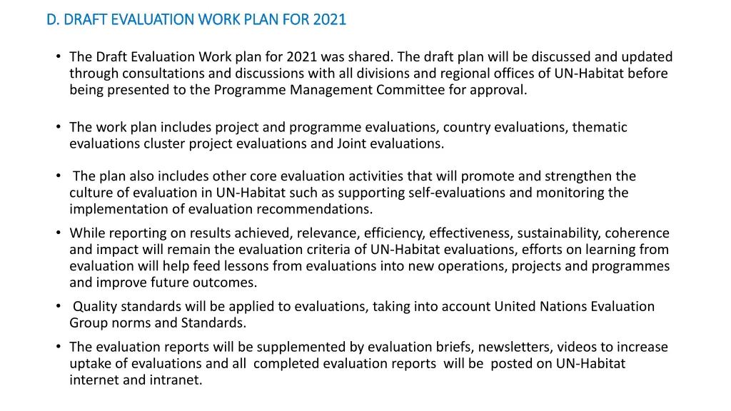 d draft evaluation work plan for 2021 d draft