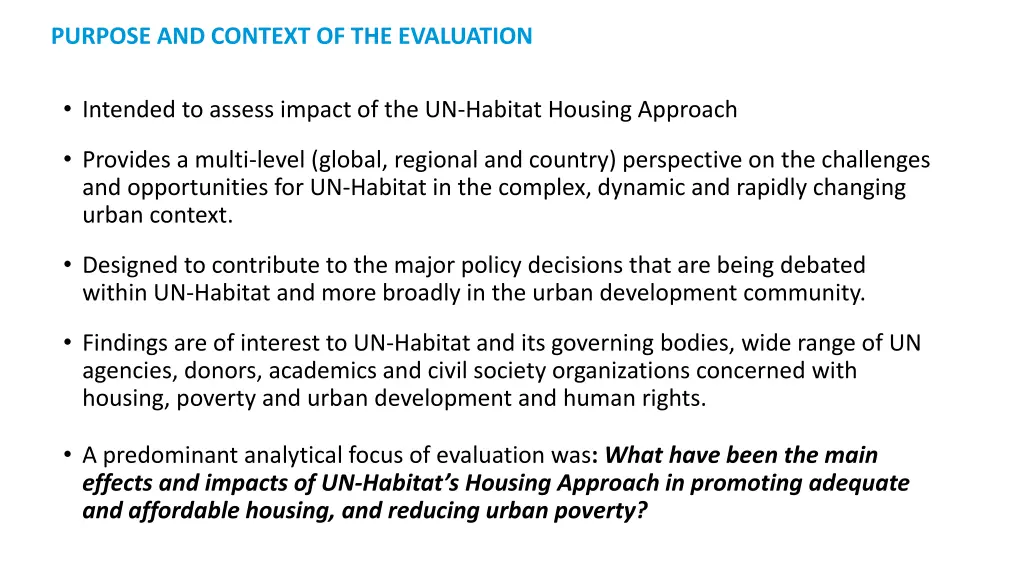 purpose and context of the evaluation