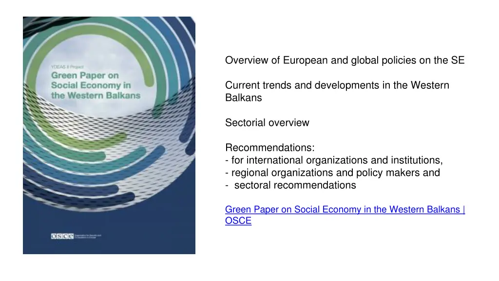 overview of european and global policies on the se