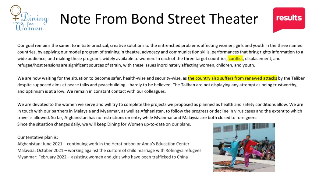 note from bond street theater