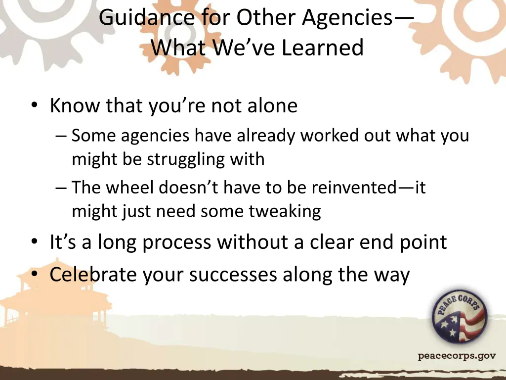 guidance for other agencies what we ve learned